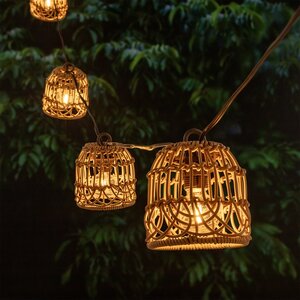 Solar partylight 8L D9H9,4cm PP rattan E12 G40 kabel bruin - afbeelding 3