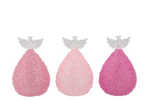 Sparkly Fuchsia/Pink Led Angel Glass Ass 7 x 12 cm - afbeelding 1