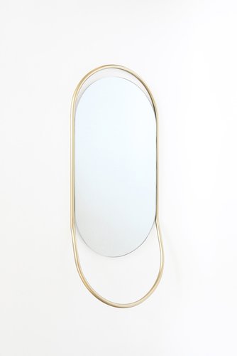 Spiegel met gouden frame/handdoekrek 59x26,5