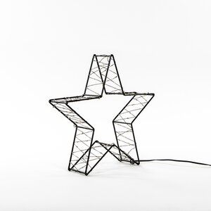 Anna's Collection ster 3d metaal zwart LED - H 26 x D 6 cm