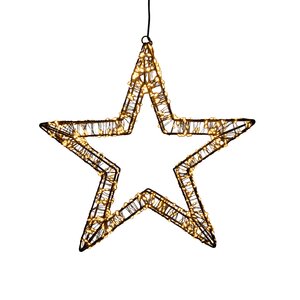 Anna's Collection ster metaal zwart LED - H 36 x D 3 cm