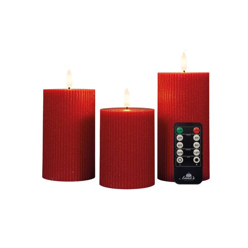 Stompkaars ribbel wax h10cm rood s3