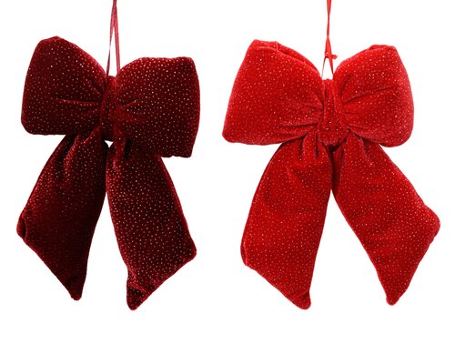 Strik fluweel - B21xH30cm Ossenbloed/kerstrood - 2 Varianten