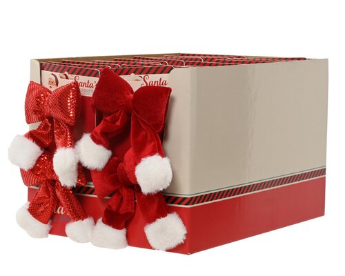 Strik fluweel - L20xB11cm Rood/wit 2 stuks - 2 Varianten - afbeelding 2
