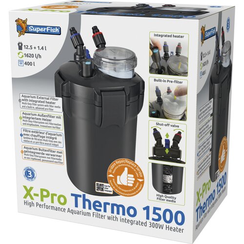 SuperFish X Pro Thermo 1500 verwarmd buitenfilter