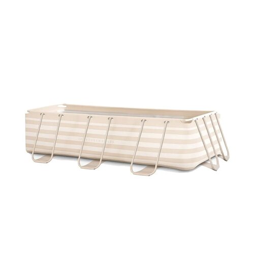Swim Essentials beige gestreept frame zwembad incl. pomp en trap - B 400 x D 200 cm - afbeelding 1