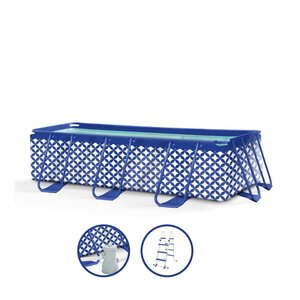 Swim Essentials donkerblauw frame zwembad incl. pomp en trap - B 400 x D 200 cm - afbeelding 1