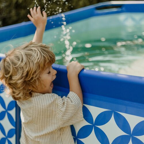 Swim Essentials donkerblauw/wit frame zwembad - B 260 x D 160 cm - afbeelding 2