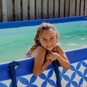 Swim Essentials donkerblauw/wit frame zwembad - B 260 x D 160 cm - afbeelding 3