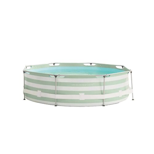 Swim Essentials groen gestreept rond frame zwembad - D 305 cm - afbeelding 1