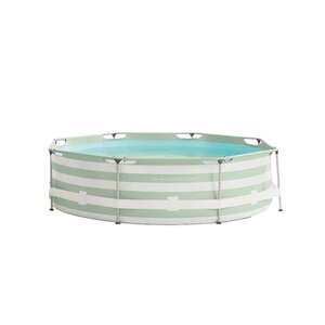 Swim Essentials groen gestreept rond frame zwembad - D 305 cm - afbeelding 1
