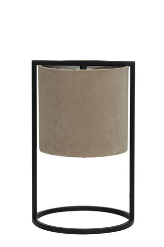 Tafellamp SANTOS Mat Zwart + Kap Licht Bruin - 22 x 22 x 35 cm