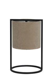 Tafellamp SANTOS Mat Zwart + Kap Licht Bruin - 22 x 22 x 35 cm