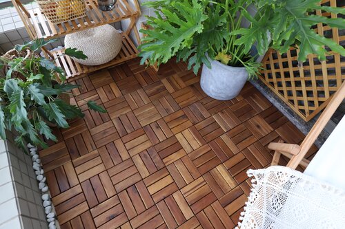 Terrastegel Qlik acacia 12 latjes 30x30x2,4cm 9st (0,81m²) - afbeelding 5