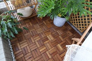 Terrastegel Qlik acacia 12 latjes 30x30x2,4cm 9st (0,81m²) - afbeelding 5