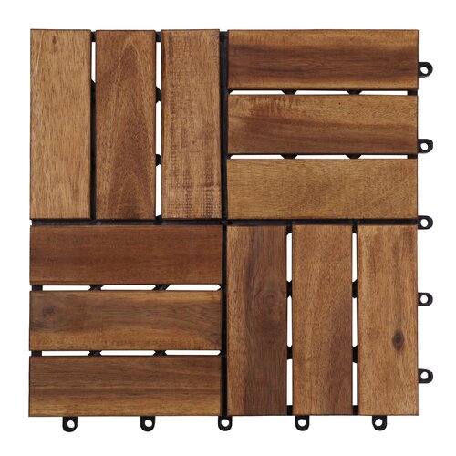 Terrastegel Qlik acacia 12 latjes 30x30x2,4cm 9st (0,81m²) - afbeelding 2