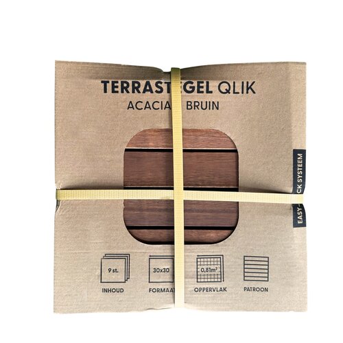 Terrastegel Qlik Acacia 6 Latjes 30x30x2,4cm 9st (0,81m²) - afbeelding 5