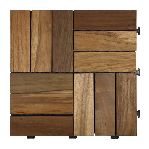 Terrastegel Qlik teak 12 latjes 30x30x2,6cm 10st (0,9m²) - afbeelding 2