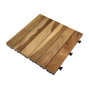 Terrastegel Qlik Teak 6 Latjes 30x30x2,6cm 10st (0,9m²)