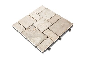 Terrastegel Qlik Travertin Blocks 30x30x2,8cm 6st (0,54m²) Crème