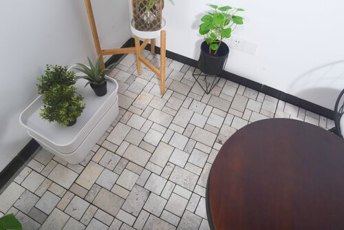 Terrastegel Qlik Travertin Blocks 30x30x2,8cm 6st (0,54m²) Crème - afbeelding 8