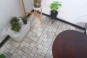 Terrastegel Qlik Travertin Blocks 30x30x2,8cm 6st (0,54m²) Crème - afbeelding 8