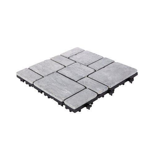 Terrastegel Qlik Travertin Blocks 30x30x2,8cm 6st (0,54m²) Grijs - afbeelding 1