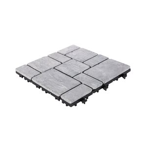 Terrastegel Qlik Travertin Blocks 30x30x2,8cm 6st (0,54m²) Grijs