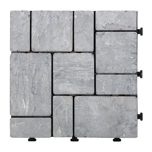 Terrastegel Qlik Travertin Blocks 30x30x2,8cm 6st (0,54m²) Grijs - afbeelding 2