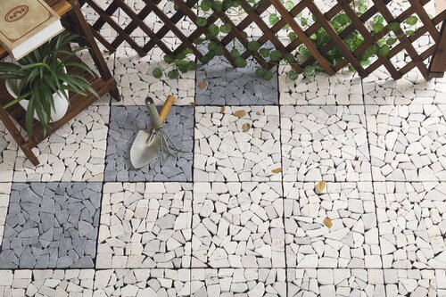 Terrastegel Qlik Travertin Mozaiek 30x30x2,8cm 6st (0,54m¬≤) Cr√®me - afbeelding 4