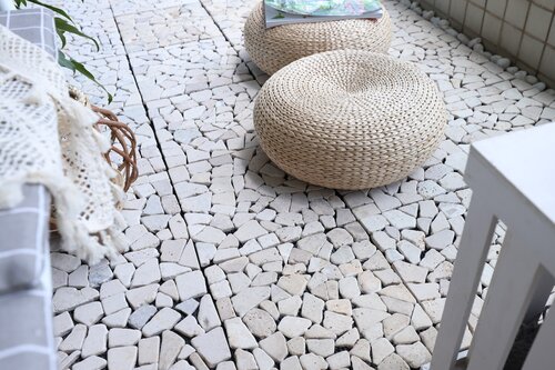 Terrastegel Qlik Travertin Mozaiek 30x30x2,8cm 6st (0,54m¬≤) Cr√®me - afbeelding 5