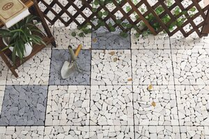 Terrastegel Qlik travertin mozaiek 30x30x2,8cm 6st (0,54m²) cream - afbeelding 4