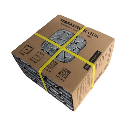 Terrastegel Qlik travertin mozaiek 30x30x2,8cm 6st (0,54m²) grey - afbeelding 6