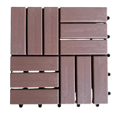 Terrastegel Qlik WPC 12 latjes 30x30x2,4cm 6st (0,54m²) coffee - afbeelding 1