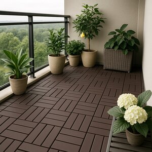 Terrastegel Qlik WPC 12 Latjes 30x30x2,4cm 6st (0,54m¬≤) Coffee - afbeelding 3