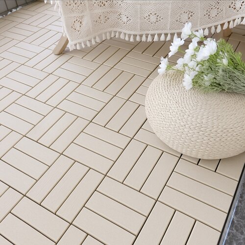 Terrastegel Qlik WPC 12 Latjes 30x30x2,4cm 6st (0,54m¬≤) Cr√®me - afbeelding 4