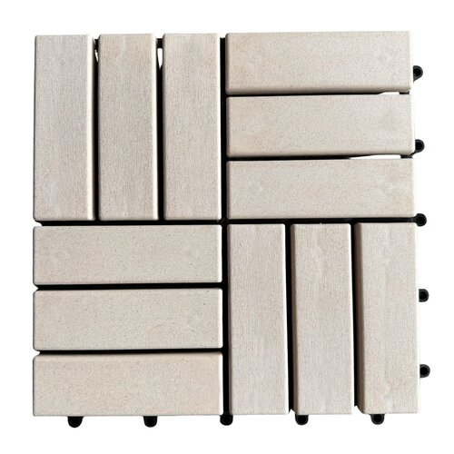 Terrastegel Qlik WPC 12 latjes 30x30x2,4cm 6st (0,54m²) cream - afbeelding 1
