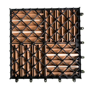 Terrastegel Qlik WPC 12 latjes 30x30x2,4cm 6st (0,54m²) teak - afbeelding 2