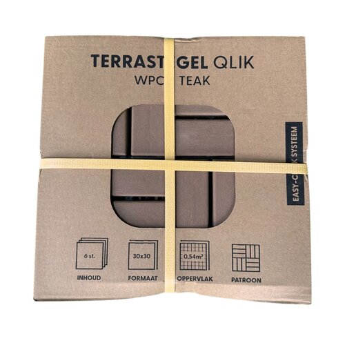Terrastegel Qlik WPC 12 latjes 30x30x2,4cm 6st (0,54m²) teak - afbeelding 5