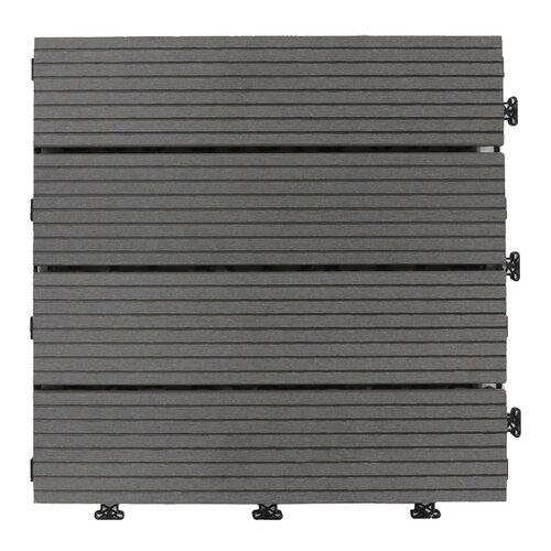 Terrastegel Qlik WPC 4 Latjes 30x30x2,5cm 10st (0,9m²) Antra - afbeelding 2
