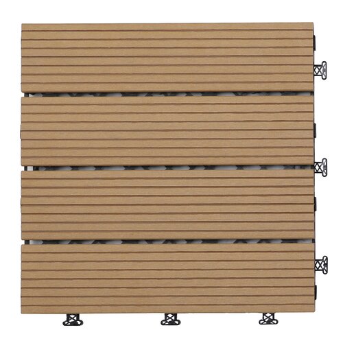 Terrastegel Qlik WPC 4 latjes 30x30x2,5cm 10st (0,9m²) bruin - afbeelding 2