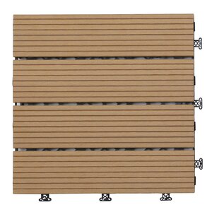 Terrastegel Qlik WPC 4 latjes 30x30x2,5cm 10st (0,9m²) bruin - afbeelding 2