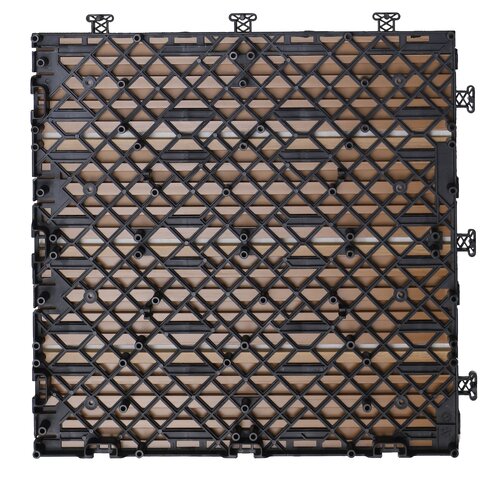 Terrastegel Qlik WPC 4 latjes 30x30x2,5cm 10st (0,9m²) bruin - afbeelding 3