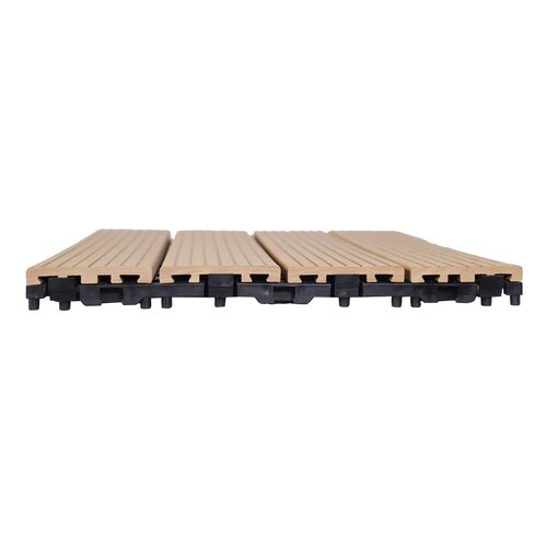 Terrastegel Qlik WPC 4 latjes 30x30x2,5cm 10st (0,9m²) bruin - afbeelding 4