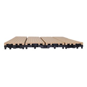 Terrastegel Qlik WPC 4 latjes 30x30x2,5cm 10st (0,9m²) bruin - afbeelding 4