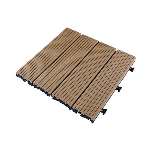 Terrastegel Qlik WPC 4 Latjes 30x30x2,5cm 10st (0,9m¬≤) Bruin - afbeelding 1