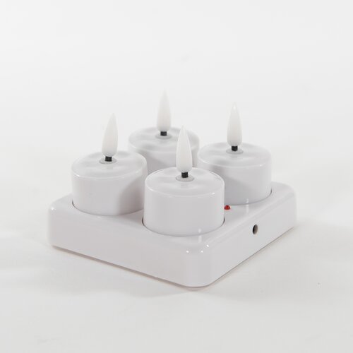 Theelicht 3d lont 5x3.8cm wit 4s