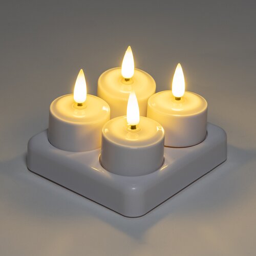 Theelicht 3d lont 5x3.8cm wit 4s - afbeelding 3