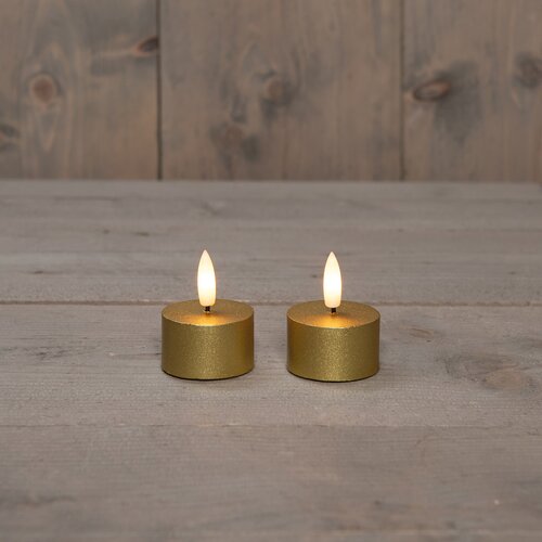 Theelicht 3d vlam d4h5cm goud - afbeelding 2