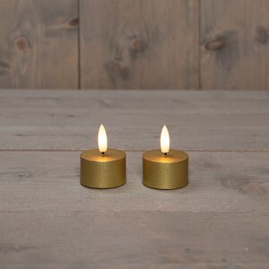 Theelicht 3d vlam d4h5cm goud - afbeelding 2